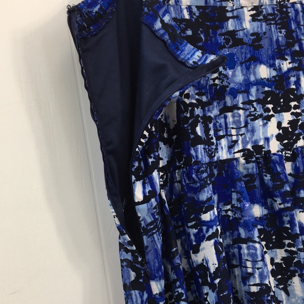 Bethany Strappy Sleeveless Midi Dress Blue and Black Abstract Pattern Size XXL - Picture 7 of 8